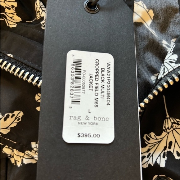 NWT Rag and Bone Black and White Leaf Print Cropped Field Windbreaker - Picture 5 of 10